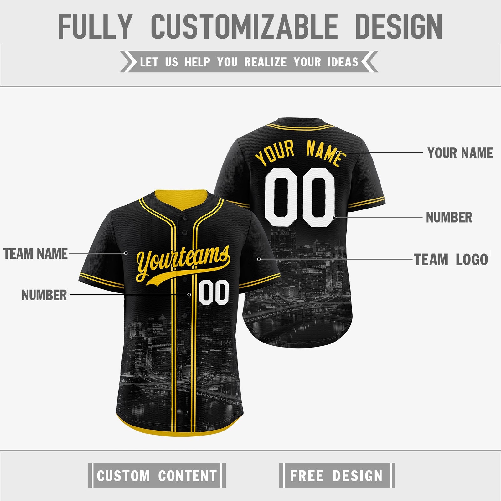 Custom Black Yellow Reversible City Edition Graffiti Pattern Breathable Baseball Jersey| KXKSHOP