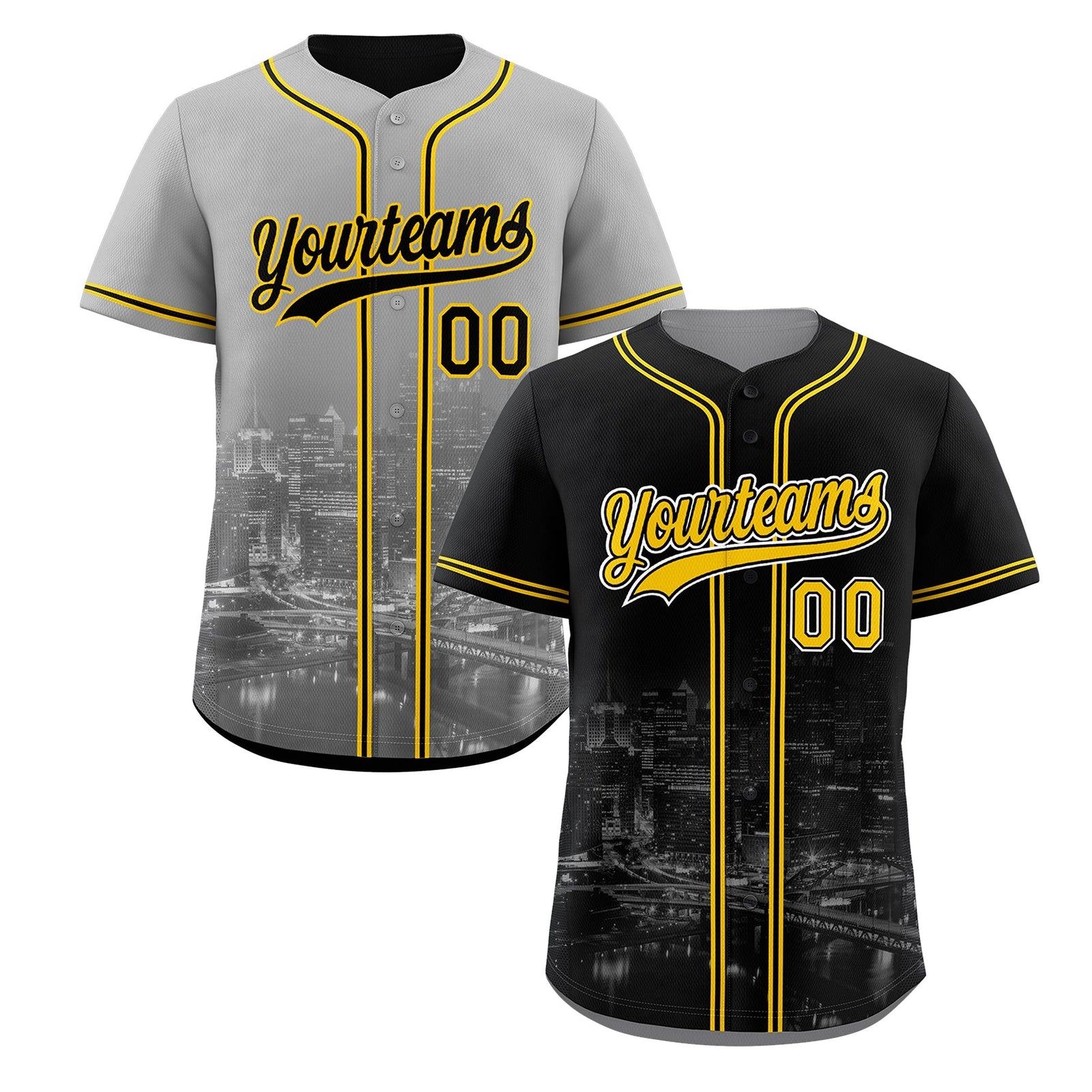 Custom Black Gold Grey Reversible City Edition Graffiti Pattern Breathable Baseball Jersey| KXKSHOP