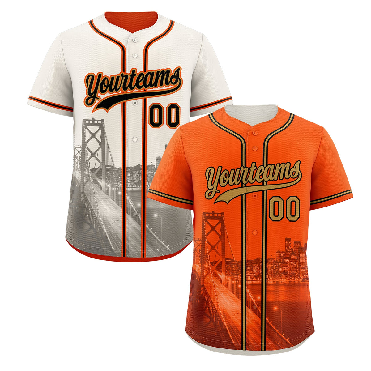 Custom Orange Old Gold Black Reversible City Edition Graffiti Pattern Wrinkle-Resistant Baseball Jersey| KXKSHOP