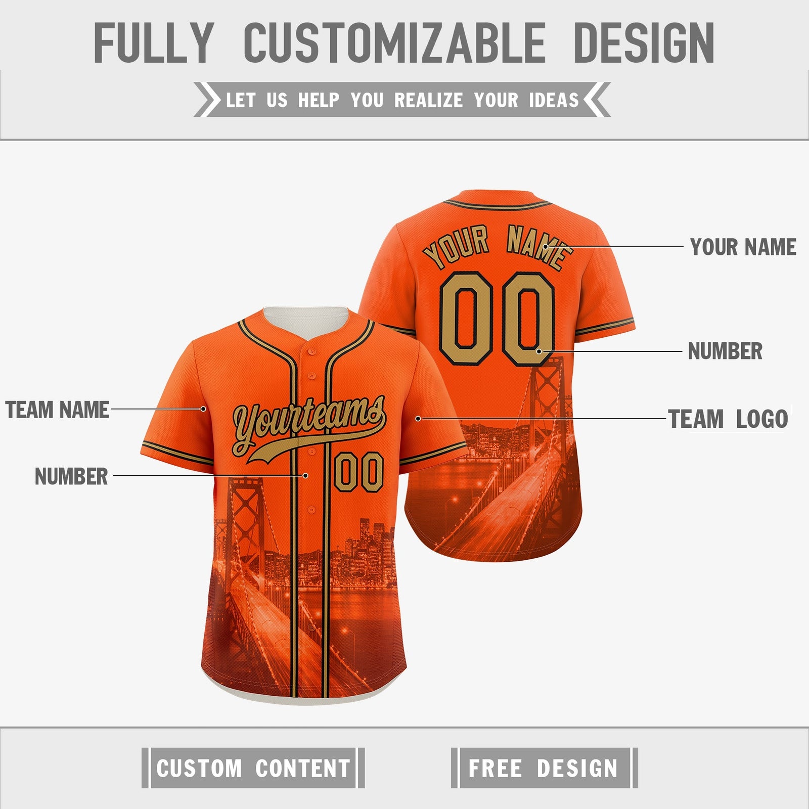 Custom Orange Old Gold Black Reversible City Edition Graffiti Pattern Wrinkle-Resistant Baseball Jersey| KXKSHOP