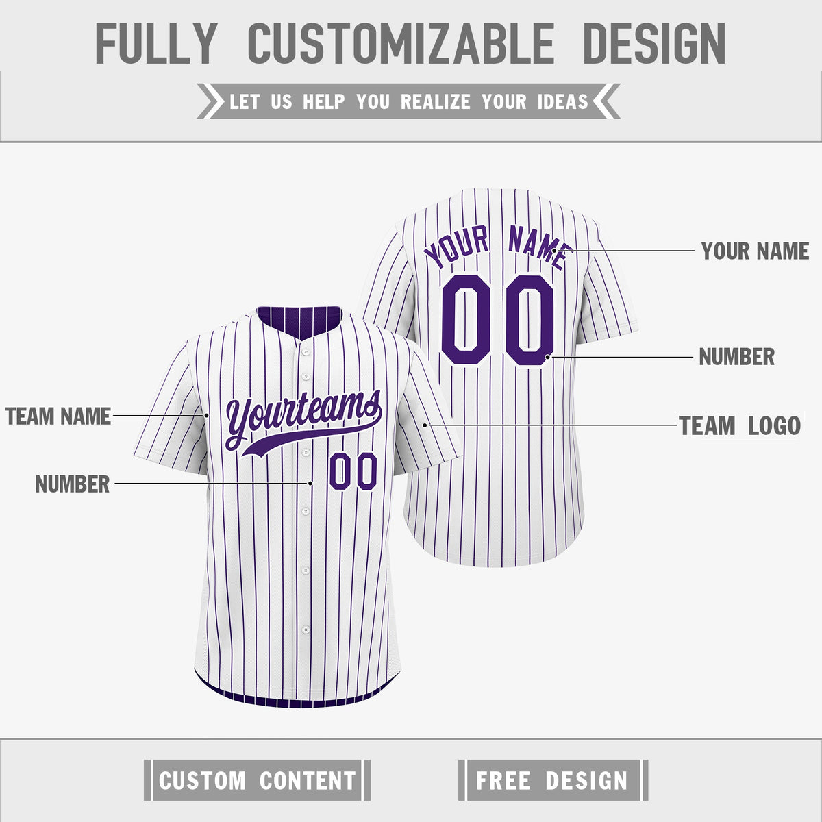 Custom Purple White Reversible Stripe Fashion Baseball Jersey| KXKSHOP