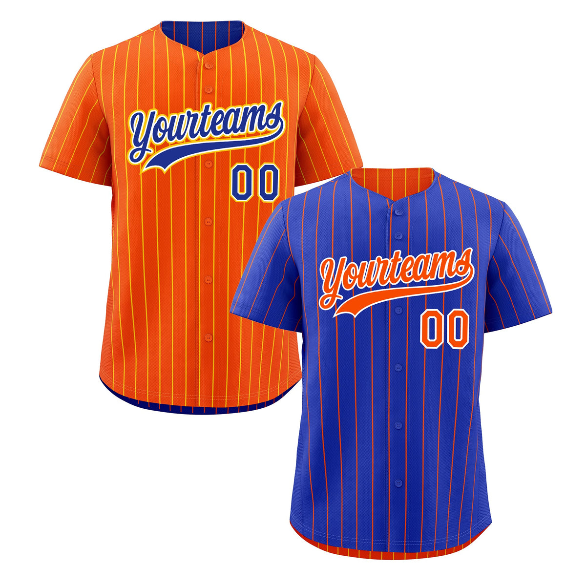 Custom Orange White Royal Blue Reversible Stripe Fashion Baseball Jersey| KXKSHOP