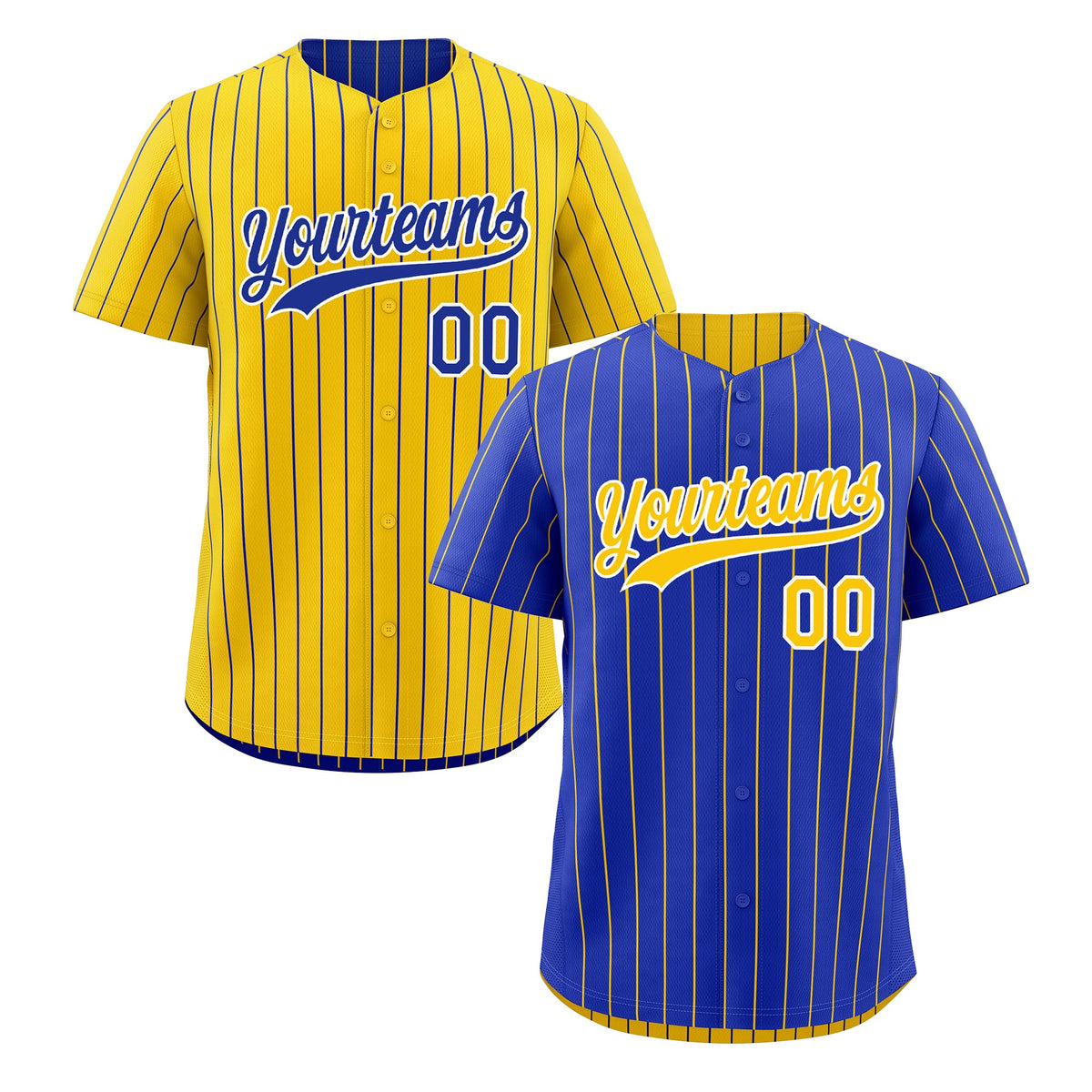 Custom Gold White Royal Blue Reversible Stripe Fashion Baseball Jersey| KXKSHOP