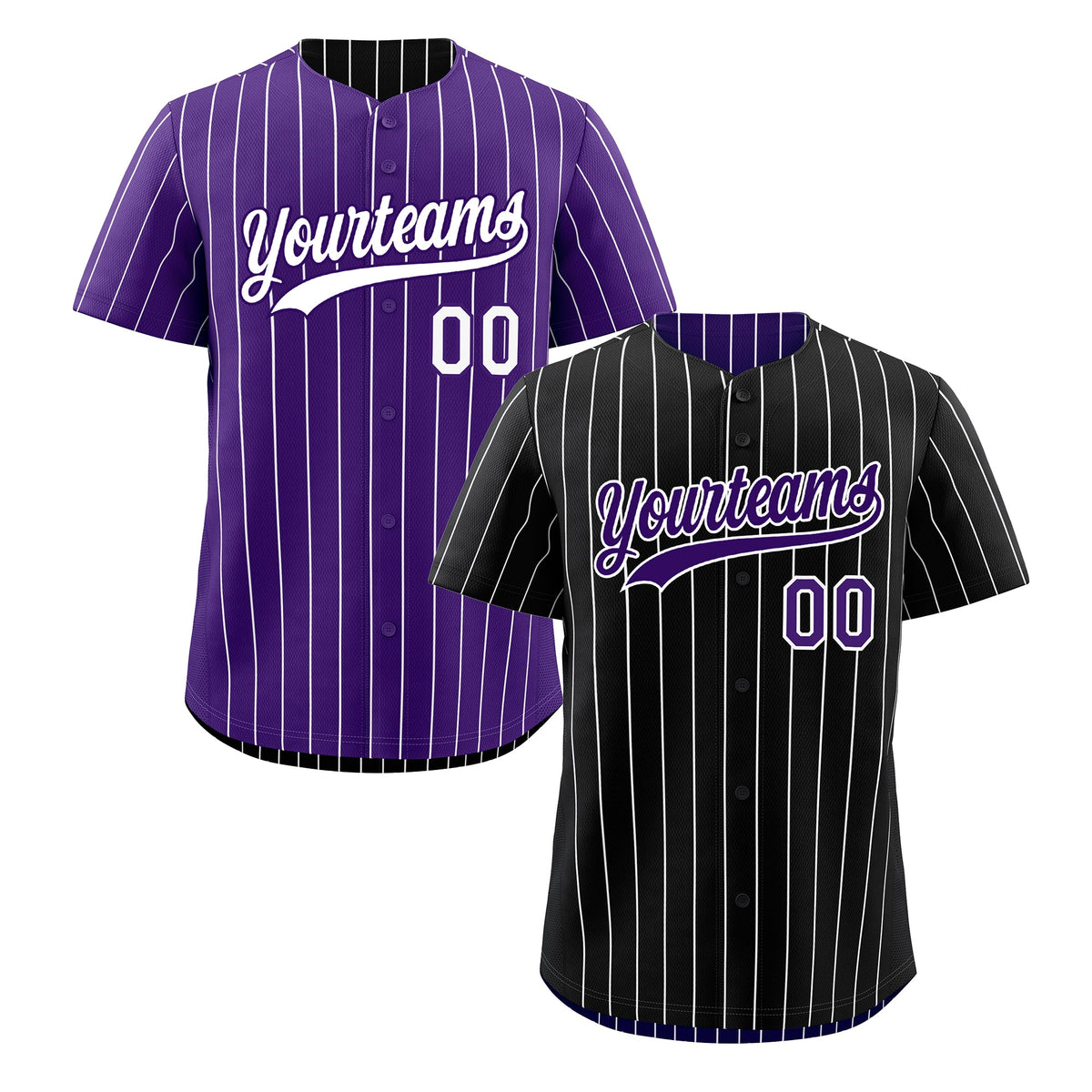 Custom Black Purple Purple White Reversible Stripe Fashion Baseball Jersey| KXKSHOP