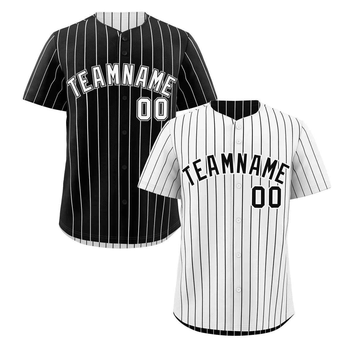 Custom Black White Baseball Jersey - Reversible Stripe Fashion Printed Name & Number Printed Name & Number