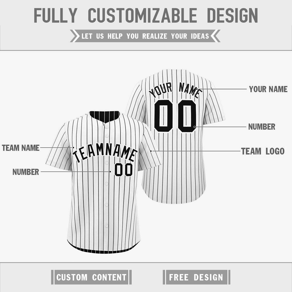 Custom Black White Reversible Stripe Fashion Baseball Jersey| KXKSHOP