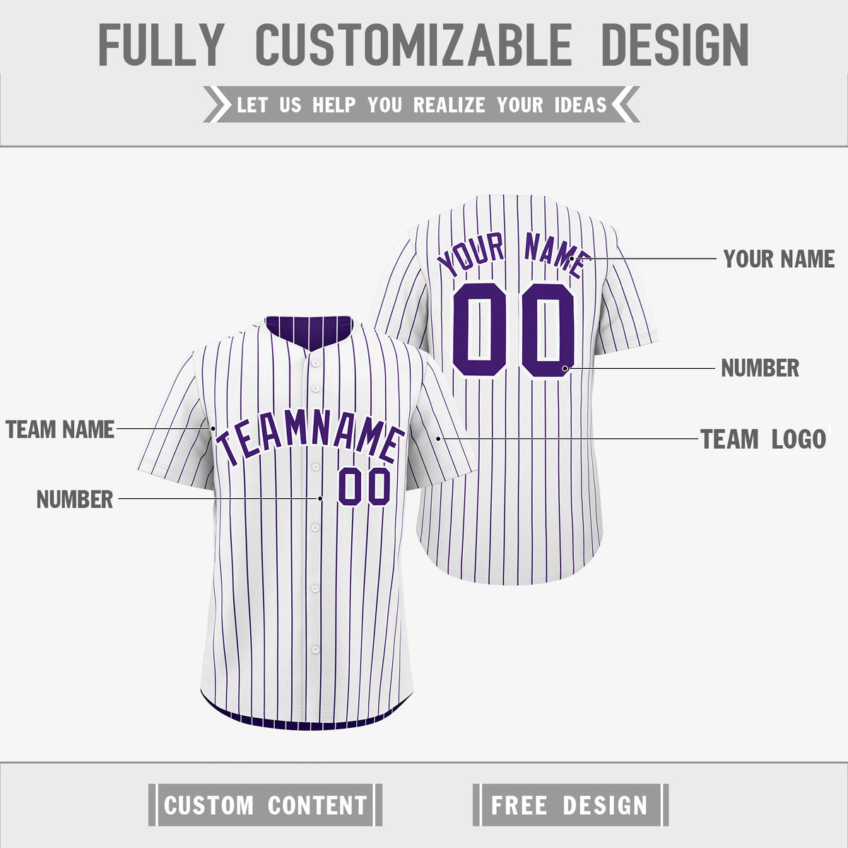 Custom Purple White Reversible Stripe Fashion Baseball Jersey| KXKSHOP