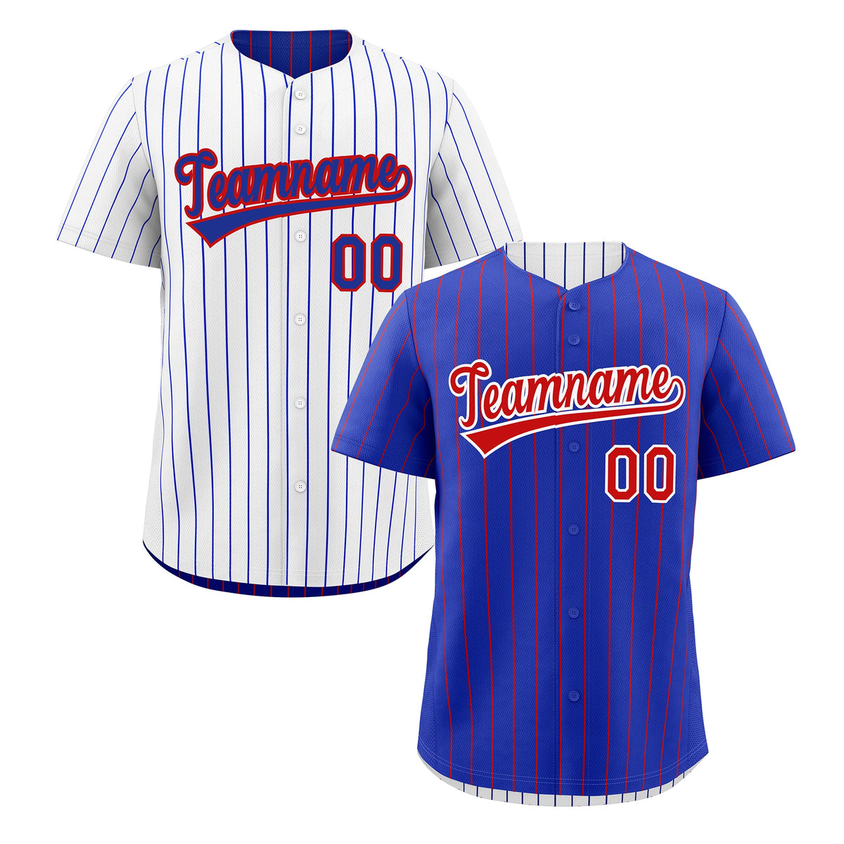 Custom Red White Royal Blue Reversible Stripe Fashion Baseball Jersey| KXKSHOP