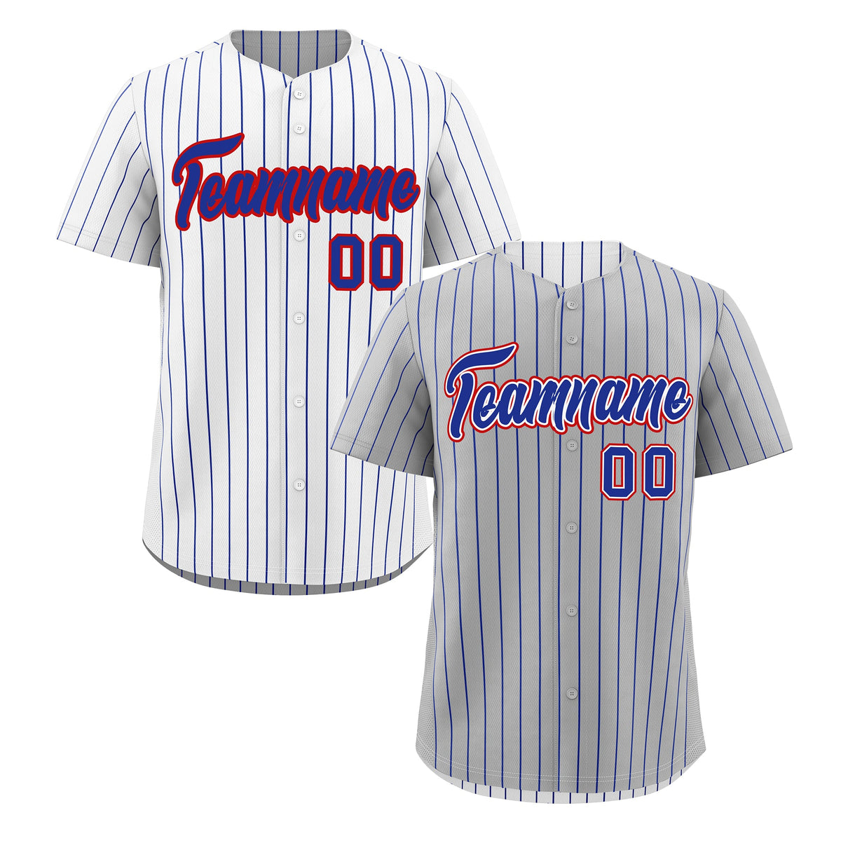 Custom Royal Blue White Red Reversible Stripe Fashion Baseball Jersey| KXKSHOP