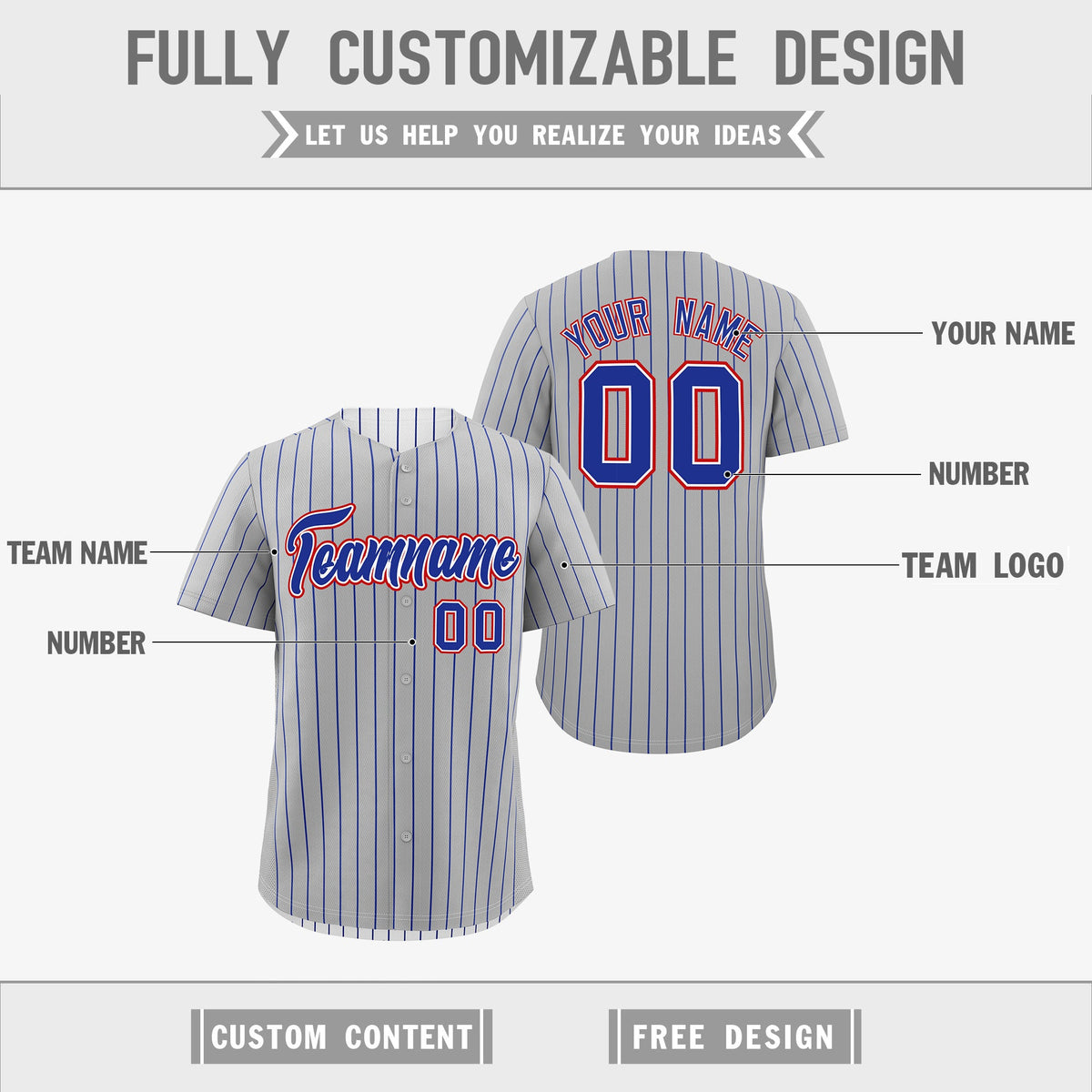 Custom Royal Blue White Red Reversible Stripe Fashion Baseball Jersey| KXKSHOP