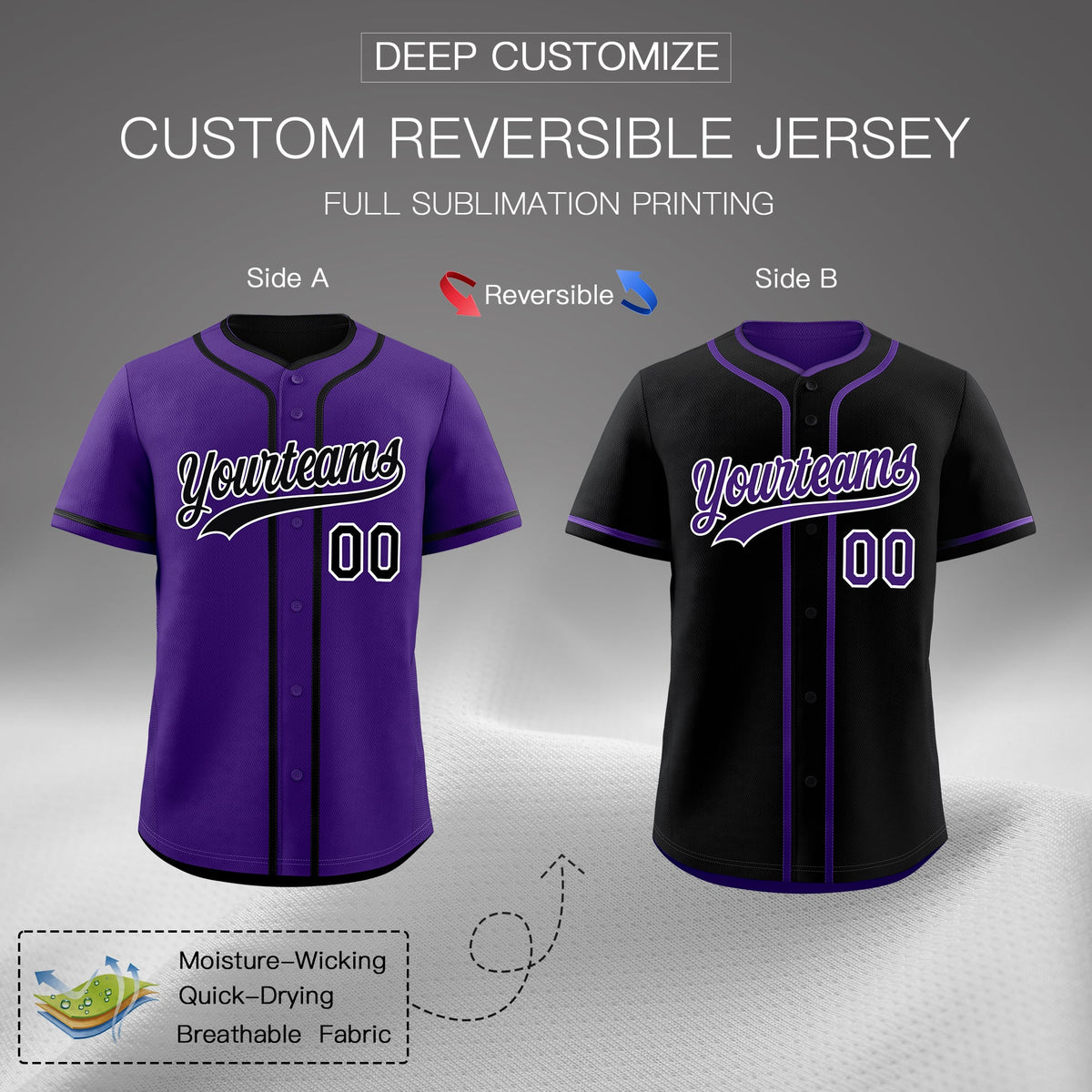 Custom Black White Reversible Classic Style Lightweight Baseball Jersey| KXKSHOP