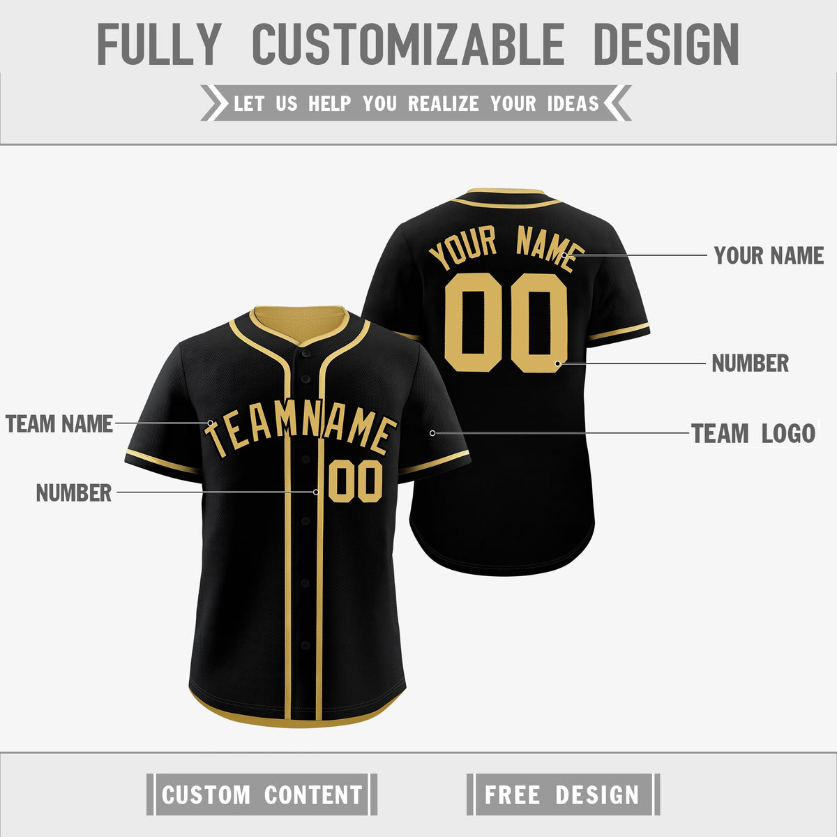 Custom Old Gold Black Reversible Classic Style Moisture-Wicking Baseball Jersey| KXKSHOP