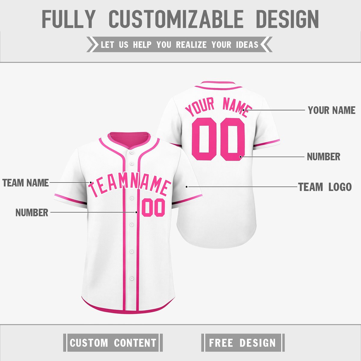 Custom Pink White Reversible Classic Style Moisture-Wicking Baseball Jersey| KXKSHOP