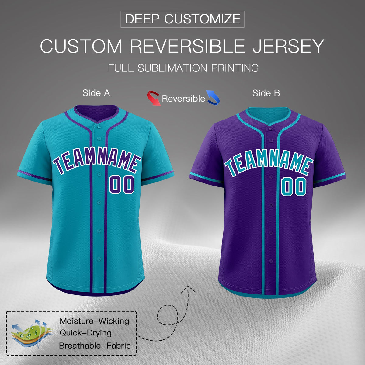 Custom Purple White Reversible Classic Style Lightweight Baseball Jersey| KXKSHOP