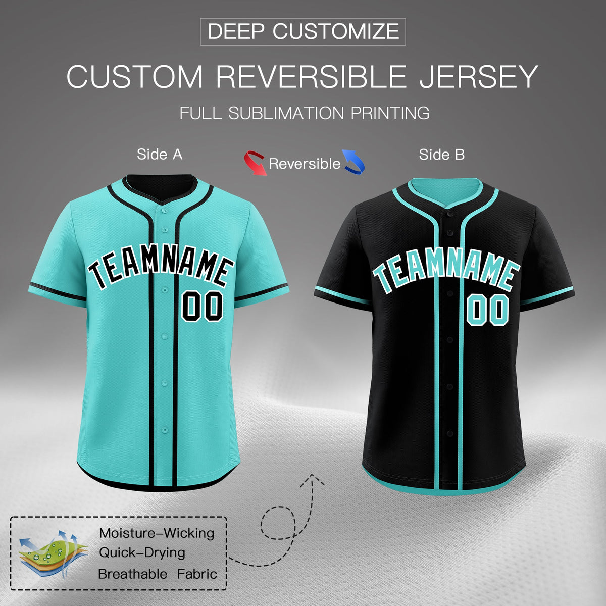 Custom Black White Reversible Classic Style Lightweight Baseball Jersey| KXKSHOP