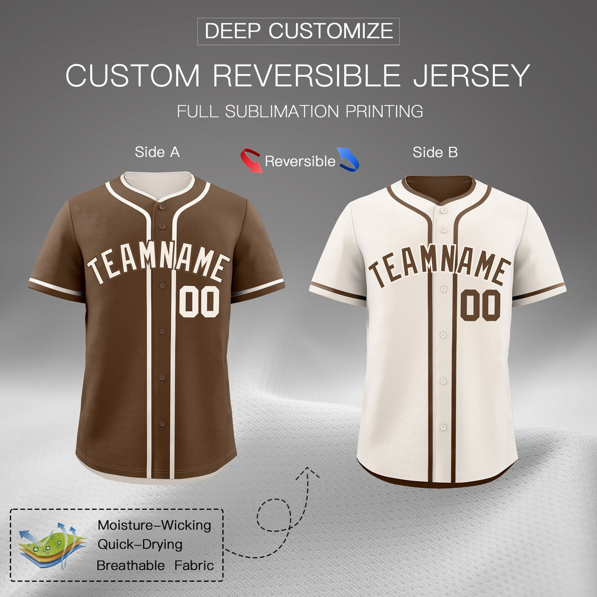 Custom Cream Reversible Classic Style Lightweight Baseball Jersey| KXKSHOP