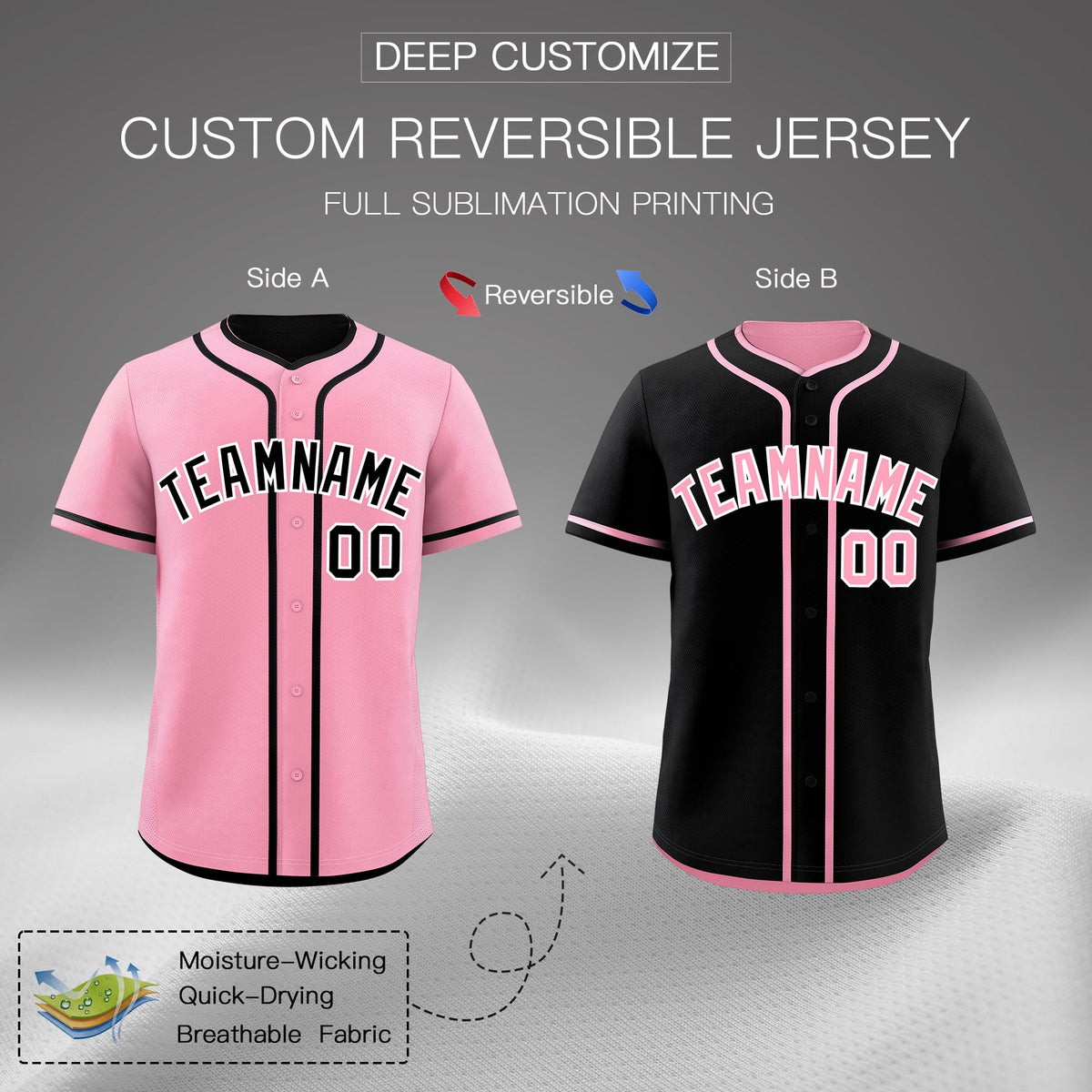 Custom Black White Reversible Classic Style Lightweight Baseball Jersey| KXKSHOP