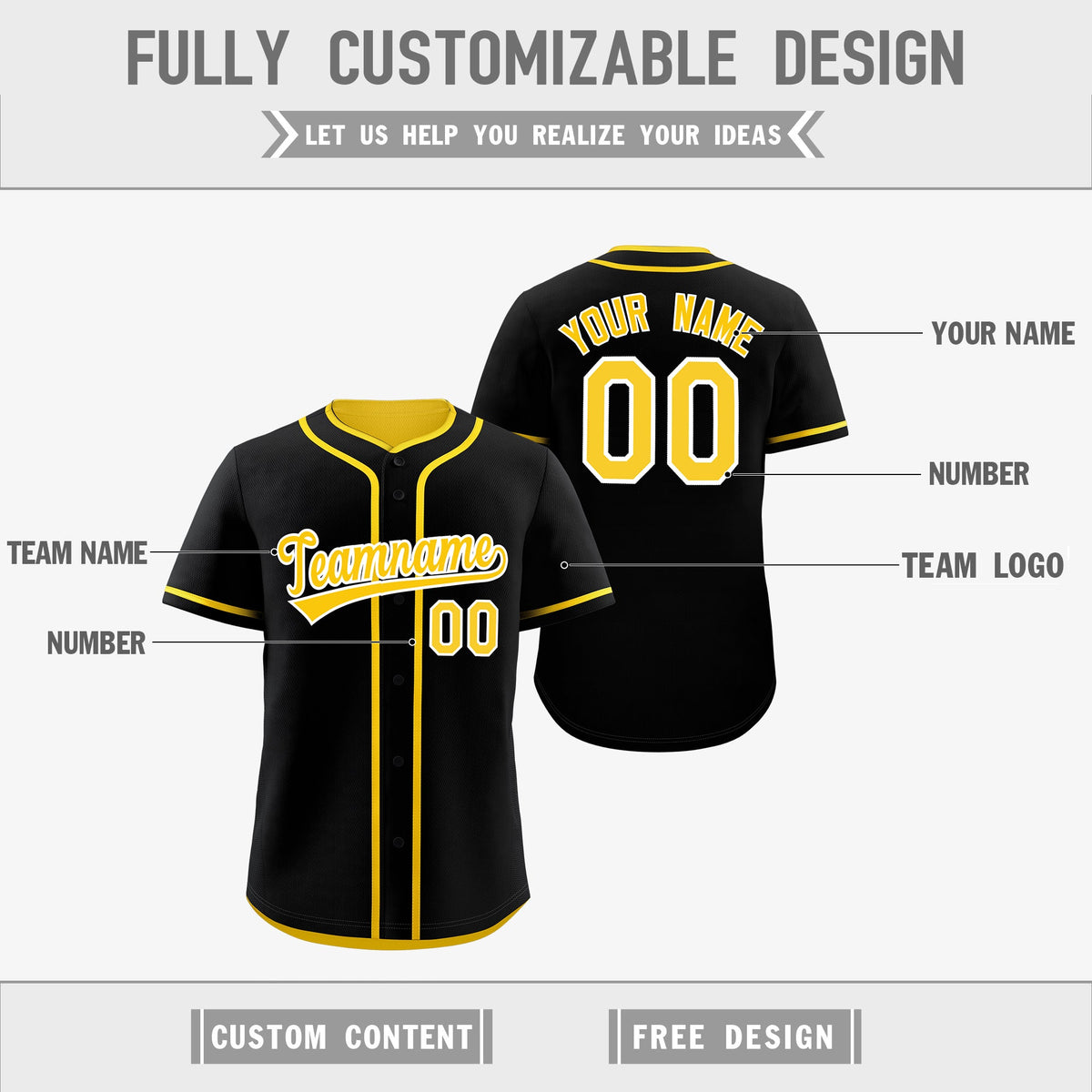 Custom Gold Black Reversible Classic Style Lightweight Baseball Jersey| KXKSHOP