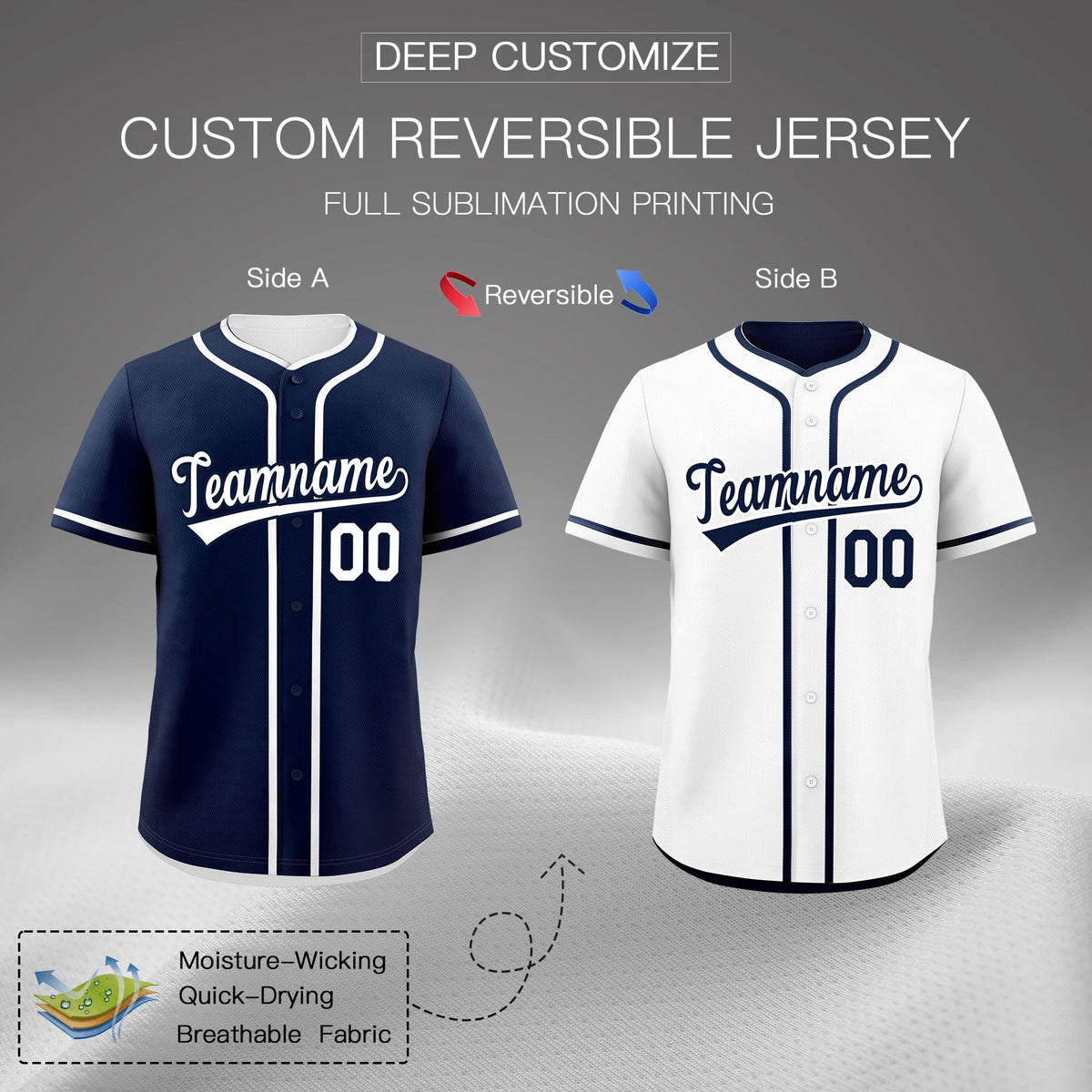 Custom White Reversible Classic Style Lightweight Baseball Jersey| KXKSHOP