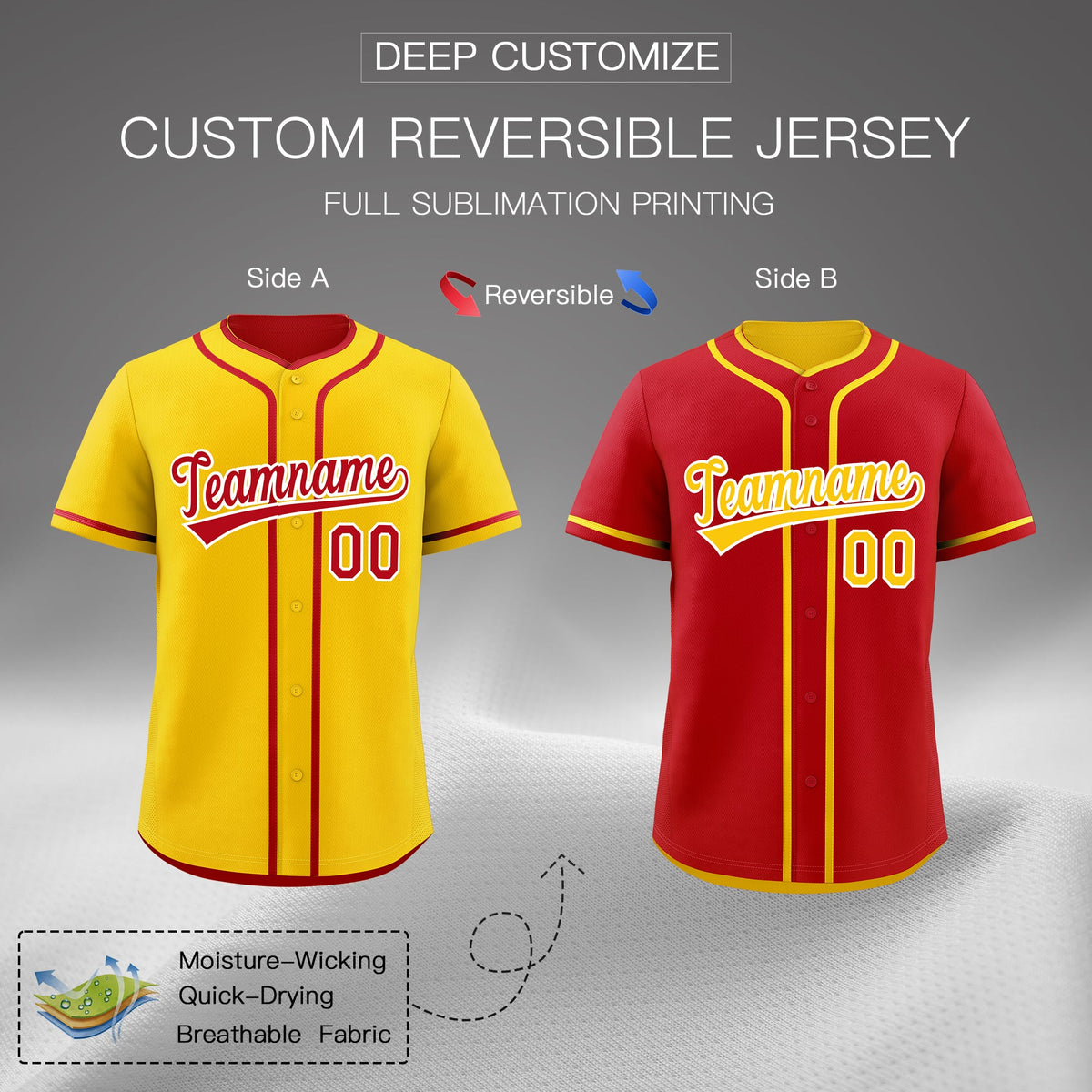 Custom Red White Reversible Classic Style Lightweight Baseball Jersey| KXKSHOP