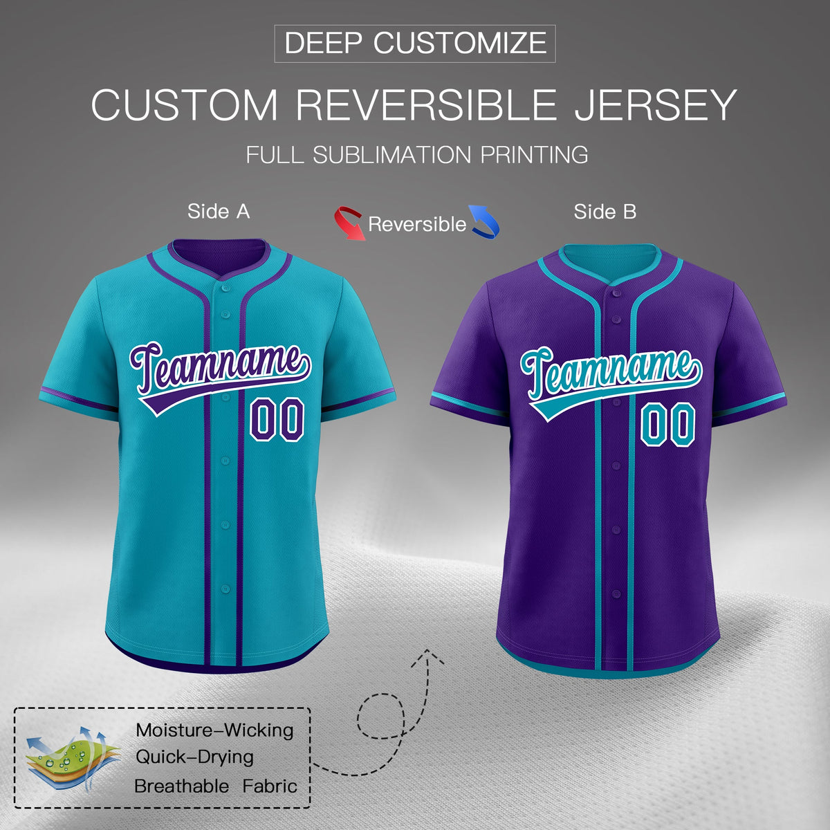 Custom Purple White Reversible Classic Style Lightweight Baseball Jersey| KXKSHOP