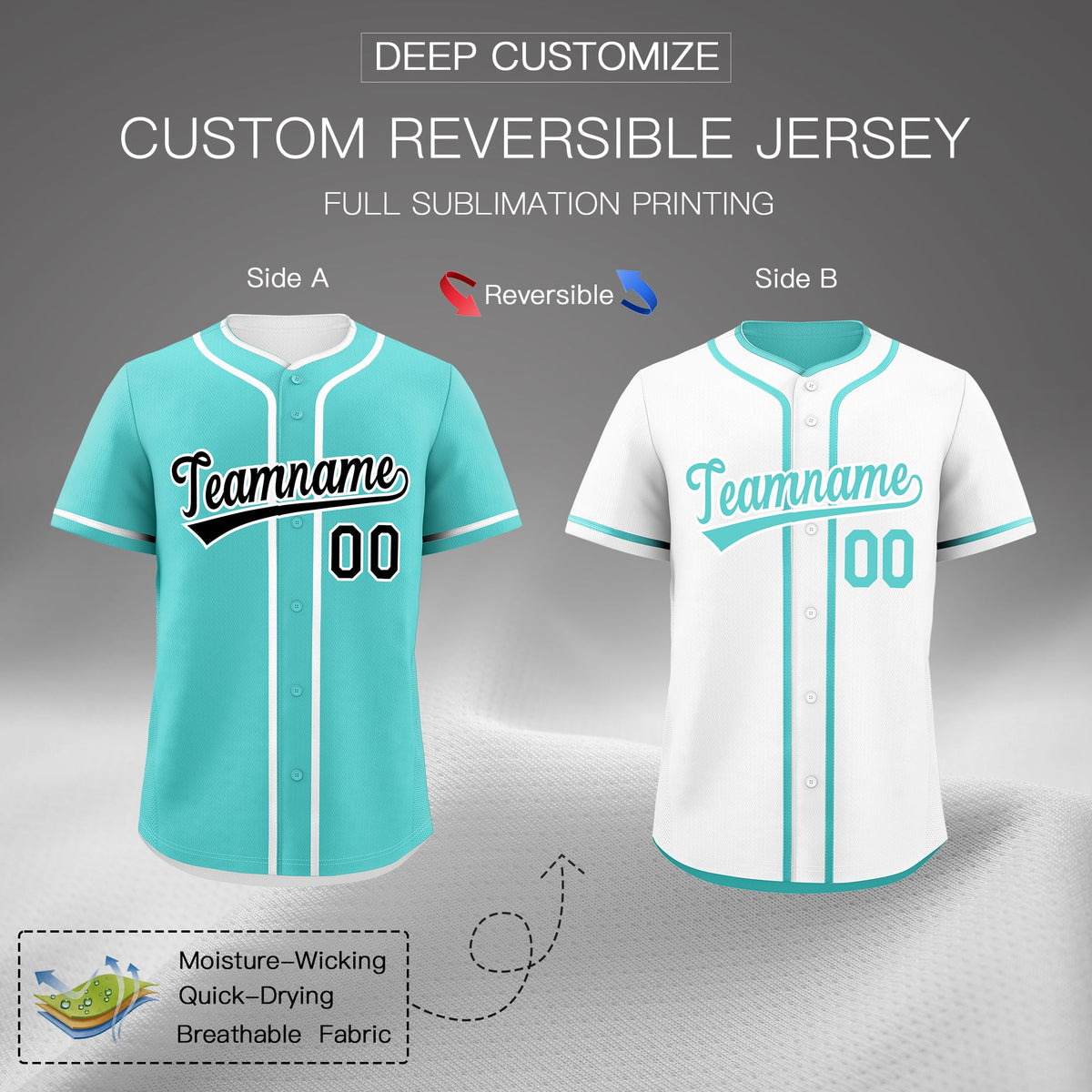 Custom Black White Reversible Classic Style Moisture-Wicking Baseball Jersey| KXKSHOP