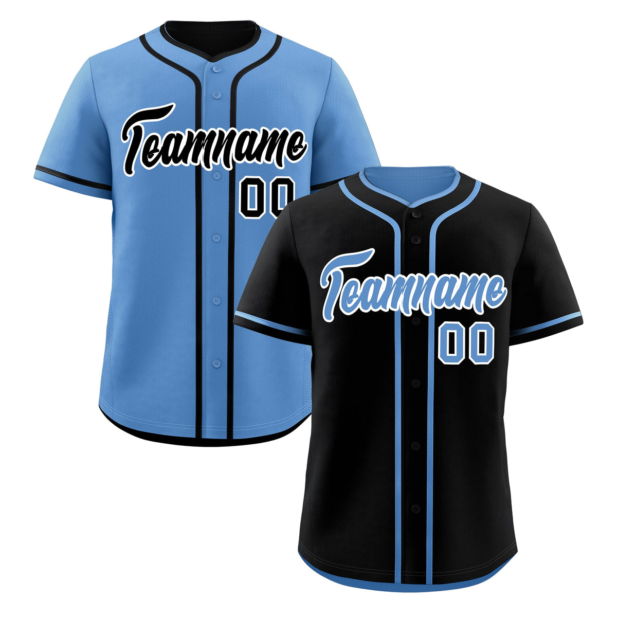 Custom Light Blue Black Reversible Classic Style Moisture-Wicking Baseball Jersey| KXKSHOP