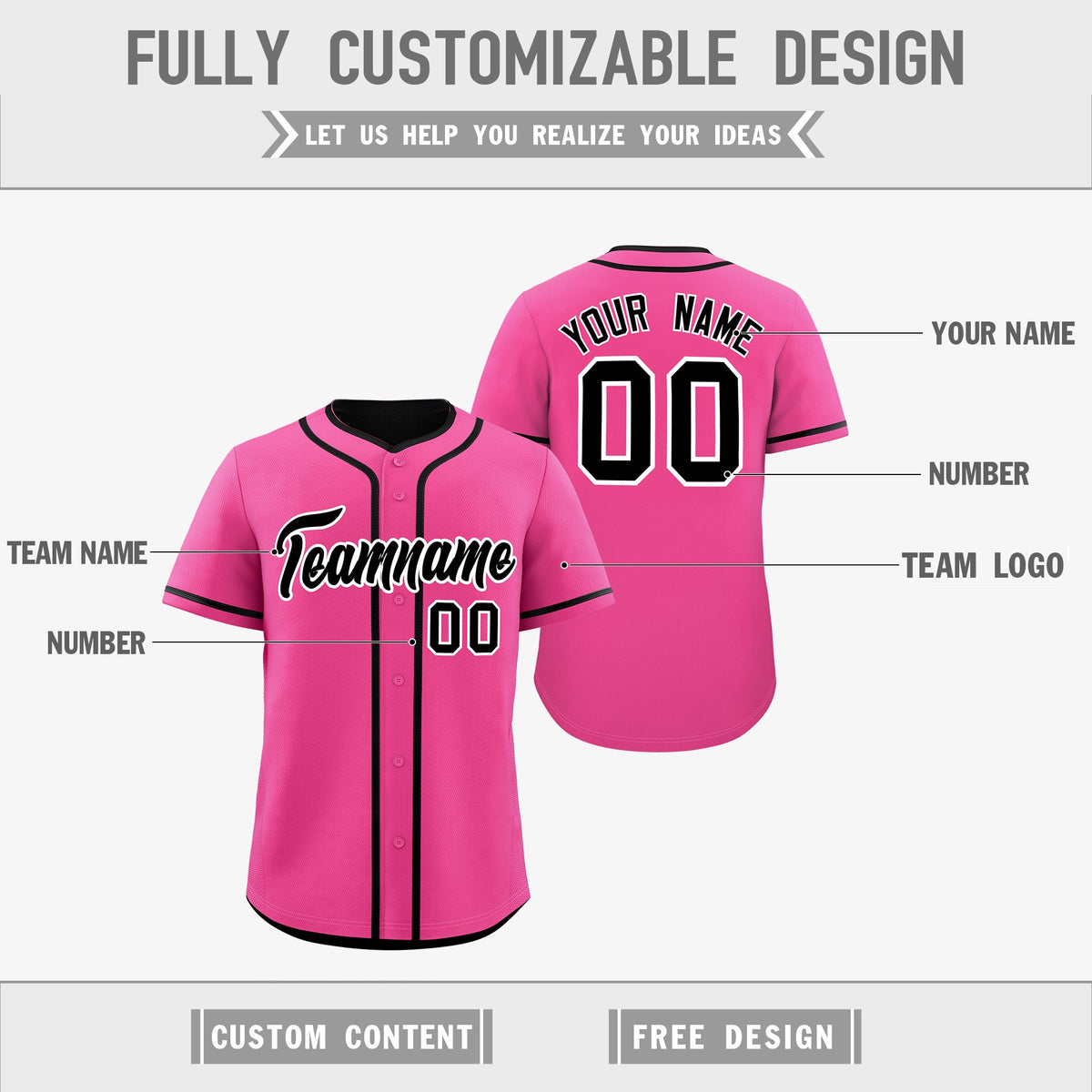 Custom Black Pink Reversible Classic Style Lightweight Baseball Jersey| KXKSHOP