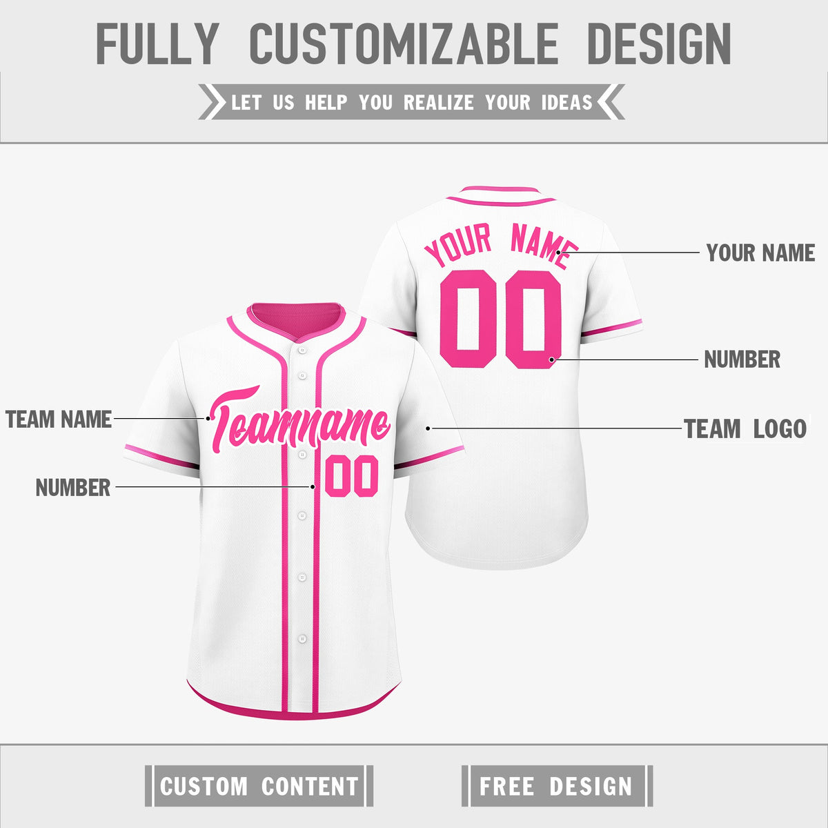 Custom Pink White Reversible Classic Style Moisture-Wicking Baseball Jersey| KXKSHOP