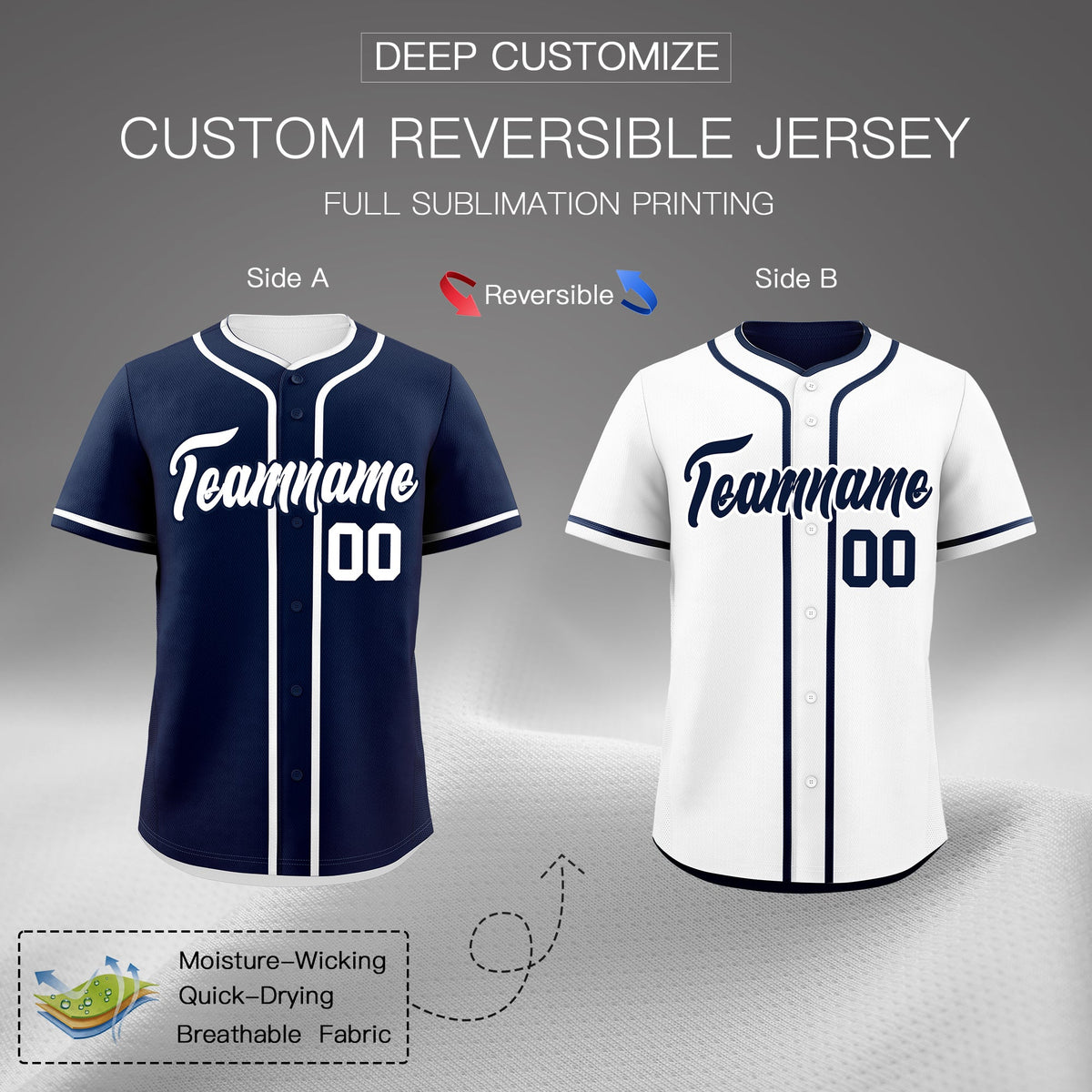 Custom White Reversible Classic Style Lightweight Baseball Jersey| KXKSHOP