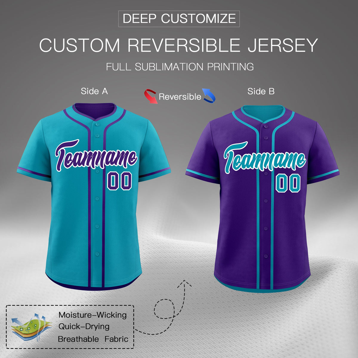 Custom Purple White Reversible Classic Style Lightweight Baseball Jersey| KXKSHOP