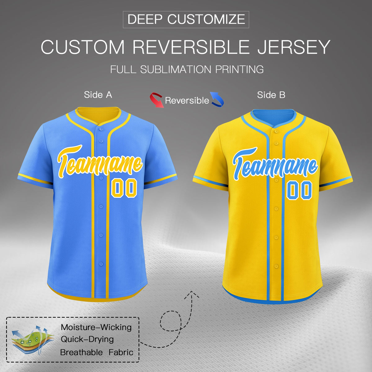 Custom Gold White Reversible Classic Style Lightweight Baseball Jersey| KXKSHOP
