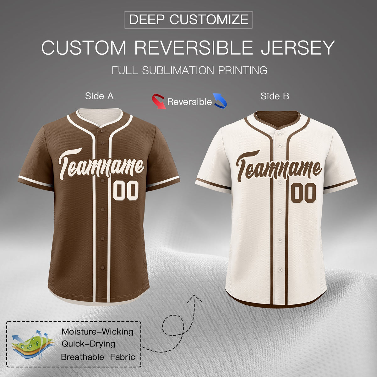 Custom Cream Reversible Classic Style Lightweight Baseball Jersey| KXKSHOP