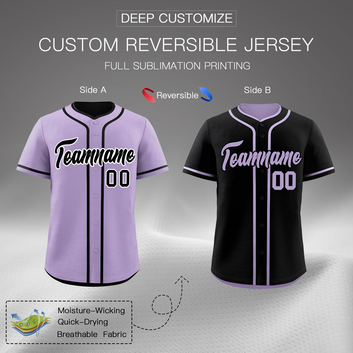 Custom Black Reversible Classic Style Lightweight Baseball Jersey| KXKSHOP