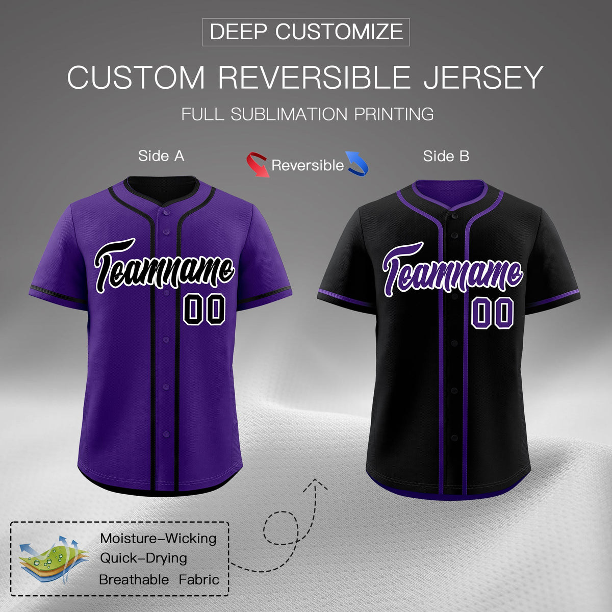Custom Black White Reversible Classic Style Lightweight Baseball Jersey| KXKSHOP