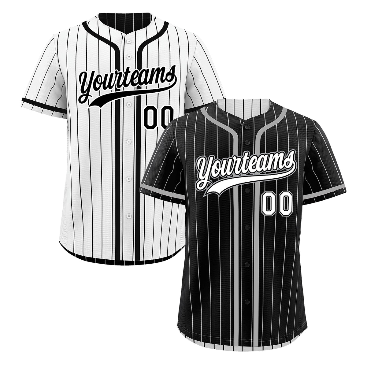 Custom Black White Reversible Stripe Fashion Lightweight Baseball Jersey| KXKSHOP