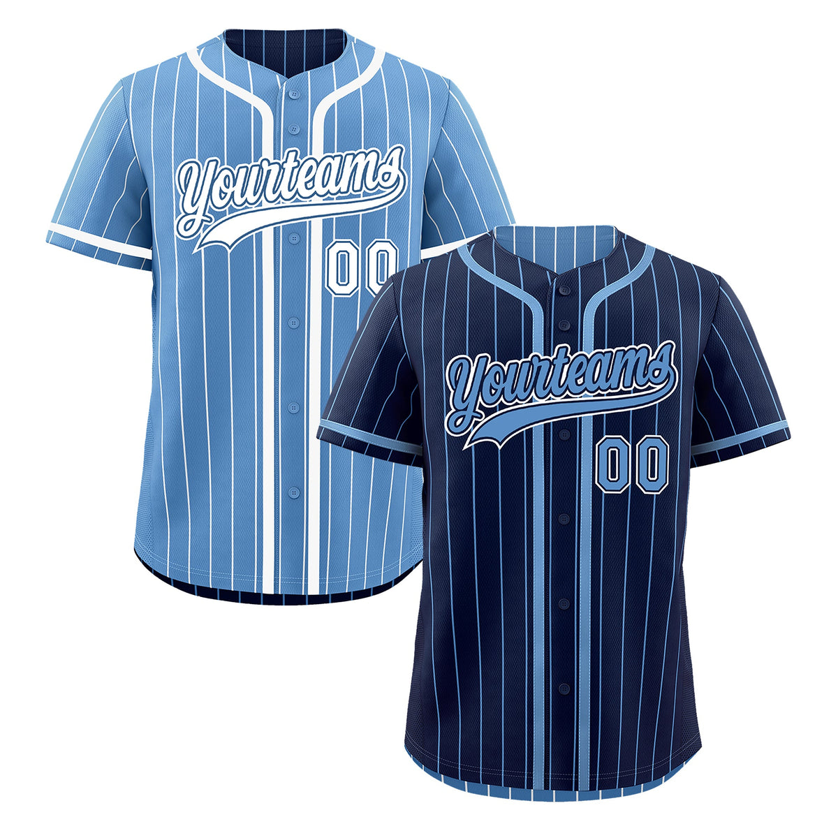 Custom Navy Light Blue Reversible Stripe Fashion Breathable Baseball Jersey| KXKSHOP