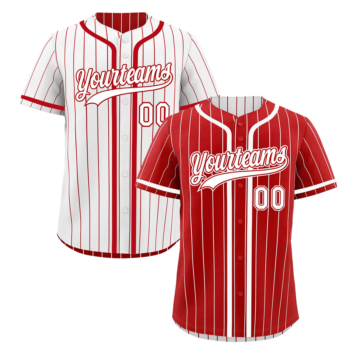Custom Red White Reversible Stripe Fashion Breathable Baseball Jersey| KXKSHOP