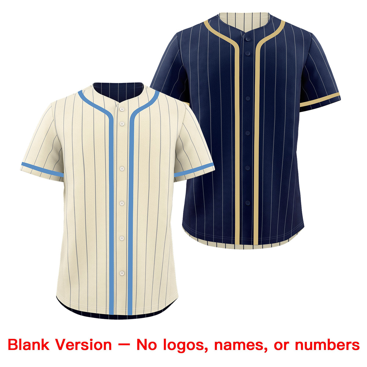 Custom Cream Navy Reversible Stripe Fashion Breathable Baseball Jersey| KXKSHOP