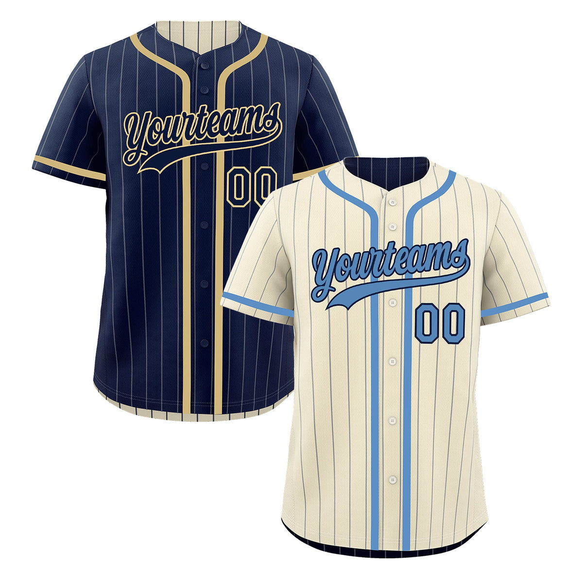Custom Cream Navy Reversible Stripe Fashion Breathable Baseball Jersey| KXKSHOP