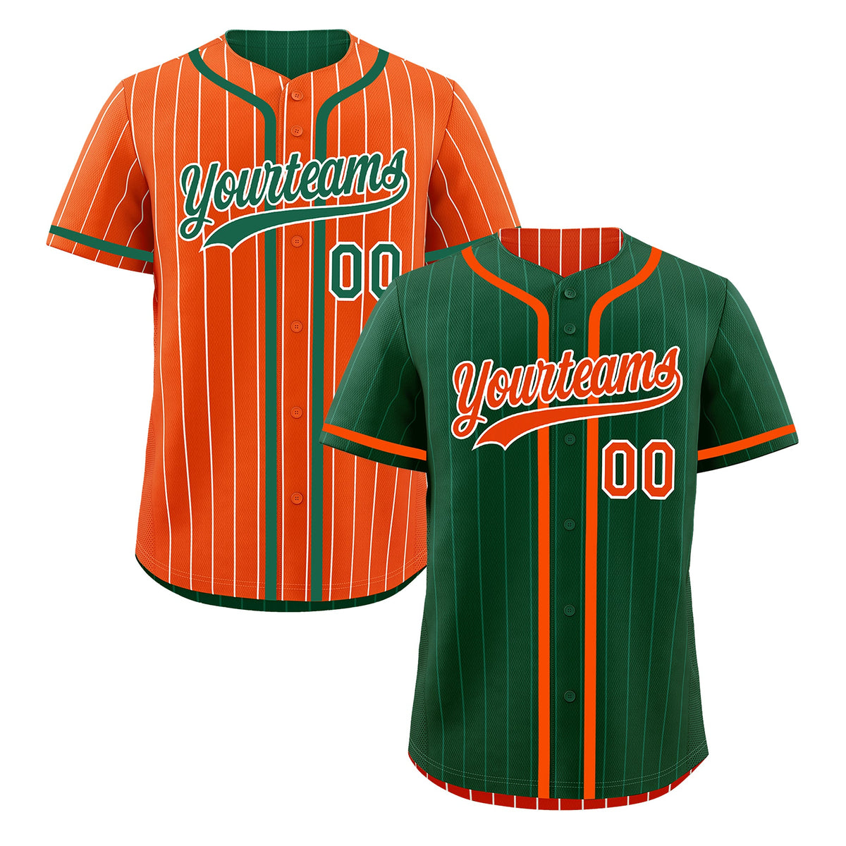 Custom Green Orange Reversible Stripe Fashion Lightweight Baseball Jersey| KXKSHOP