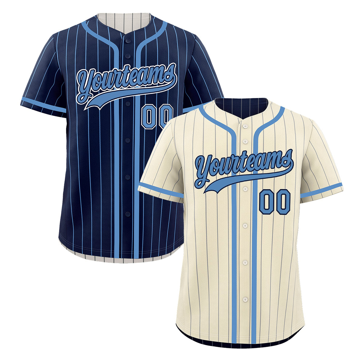 Custom Cream Navy Reversible Stripe Fashion Breathable Baseball Jersey| KXKSHOP