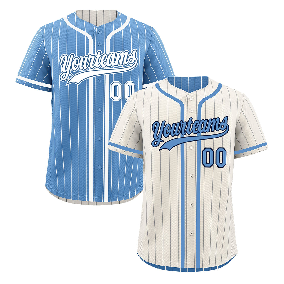 Custom Cream Light Blue Reversible Stripe Fashion Lightweight Baseball Jersey| KXKSHOP
