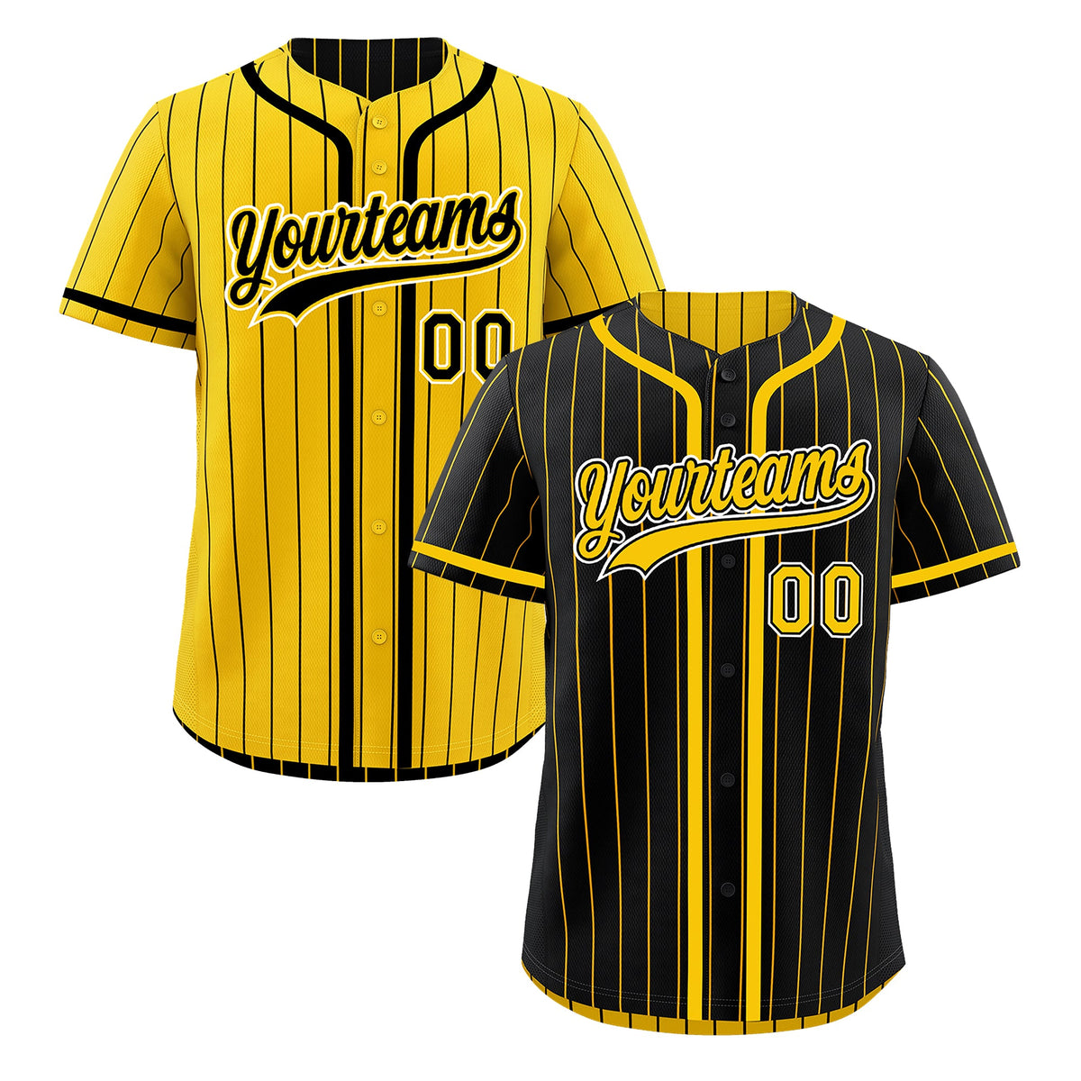 Custom Black Yellow Reversible Stripe Fashion Breathable Baseball Jersey| KXKSHOP