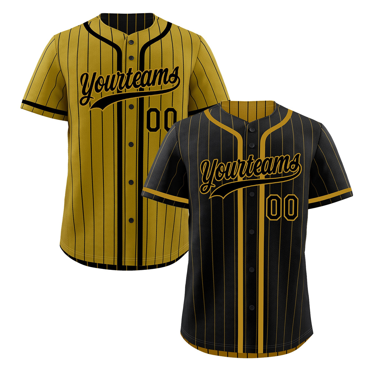 Custom Black Old Gold Reversible Stripe Fashion Breathable Baseball Jersey| KXKSHOP