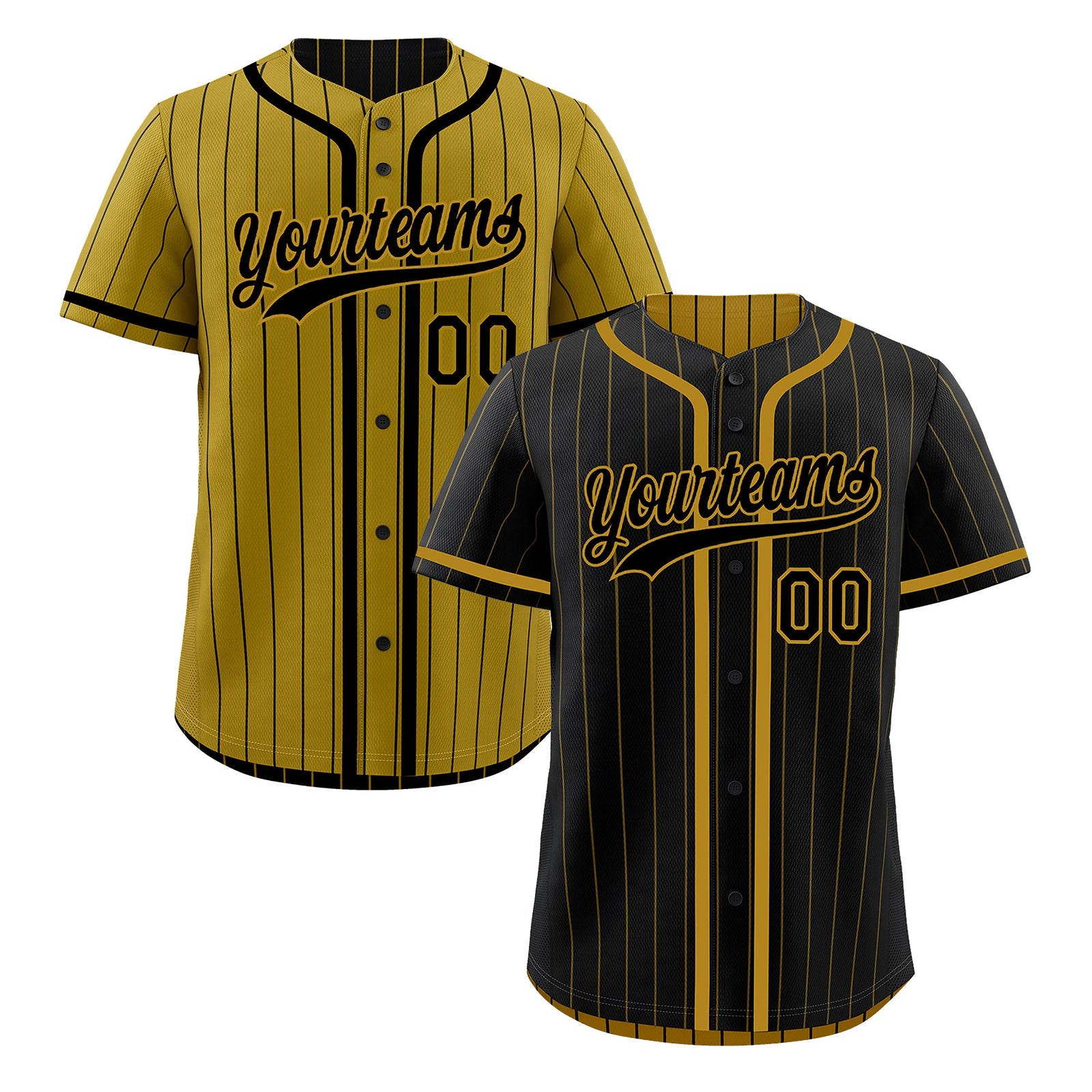 Custom Black Old Gold Reversible Stripe Fashion Breathable Baseball Jersey| KXKSHOP