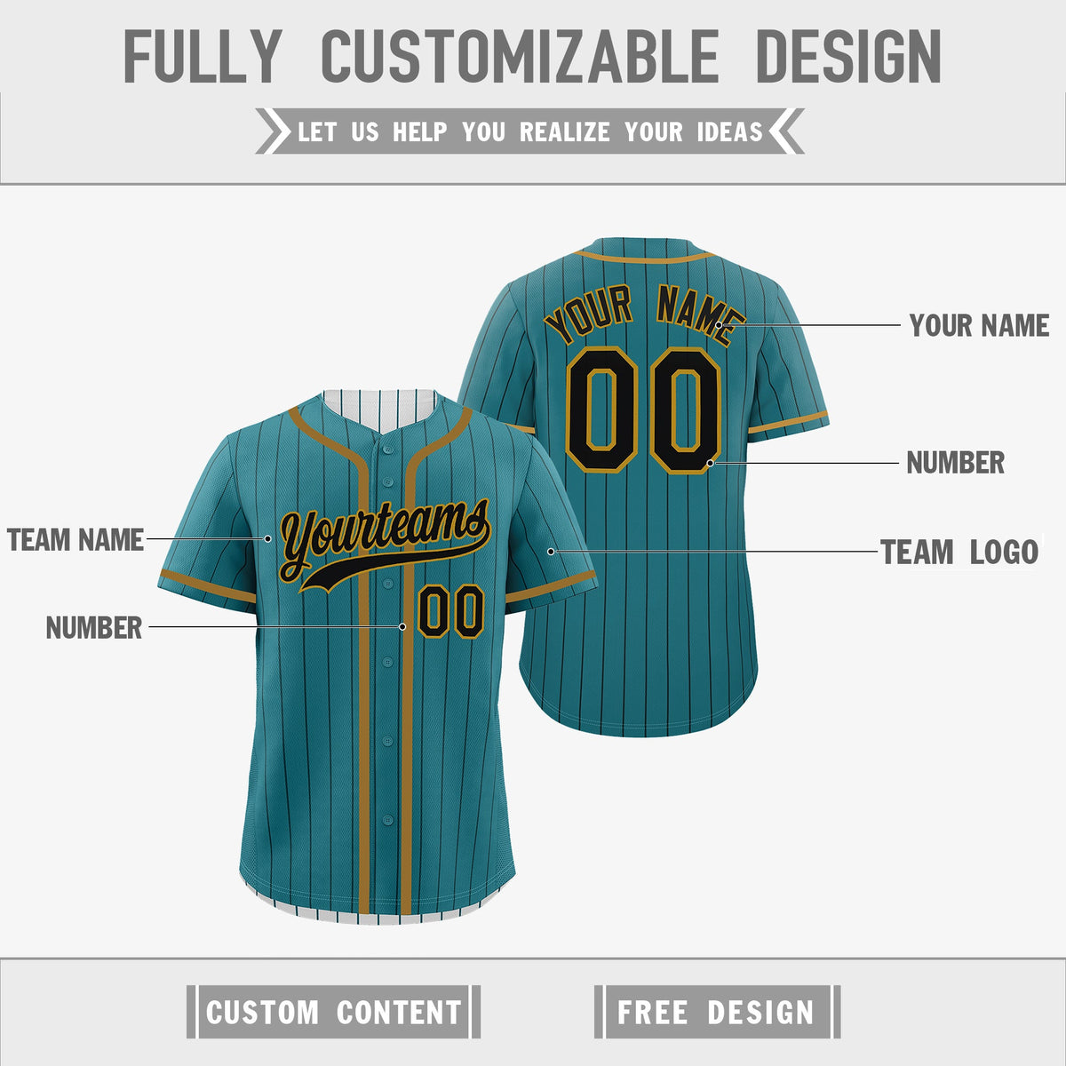 Custom Teal White Reversible Stripe Fashion Lightweight Baseball Jersey| KXKSHOP