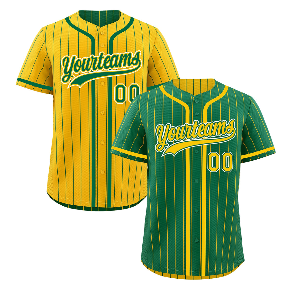 Custom Kelly Green Yellow Reversible Stripe Fashion Lightweight Baseball Jersey| KXKSHOP