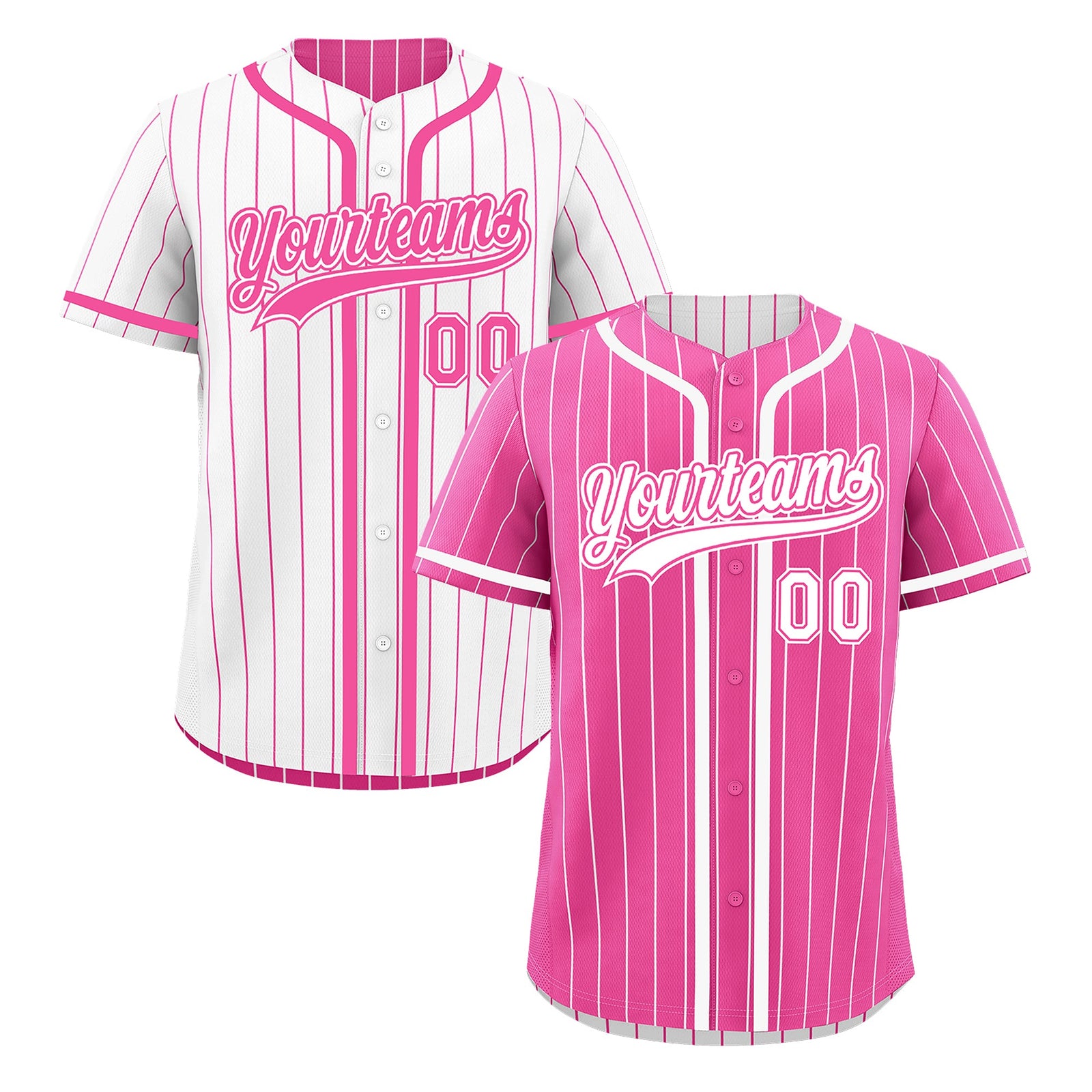 Custom Pink White Reversible Stripe Fashion Breathable Baseball Jersey| KXKSHOP