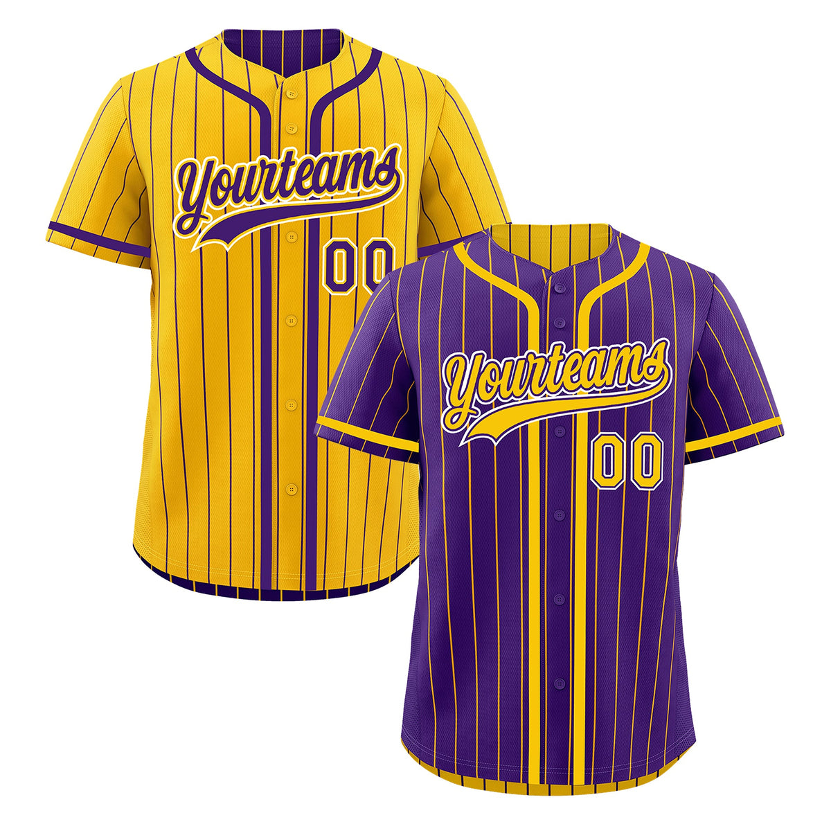 Custom Purple Yellow Reversible Stripe Fashion Lightweight Baseball Jersey| KXKSHOP